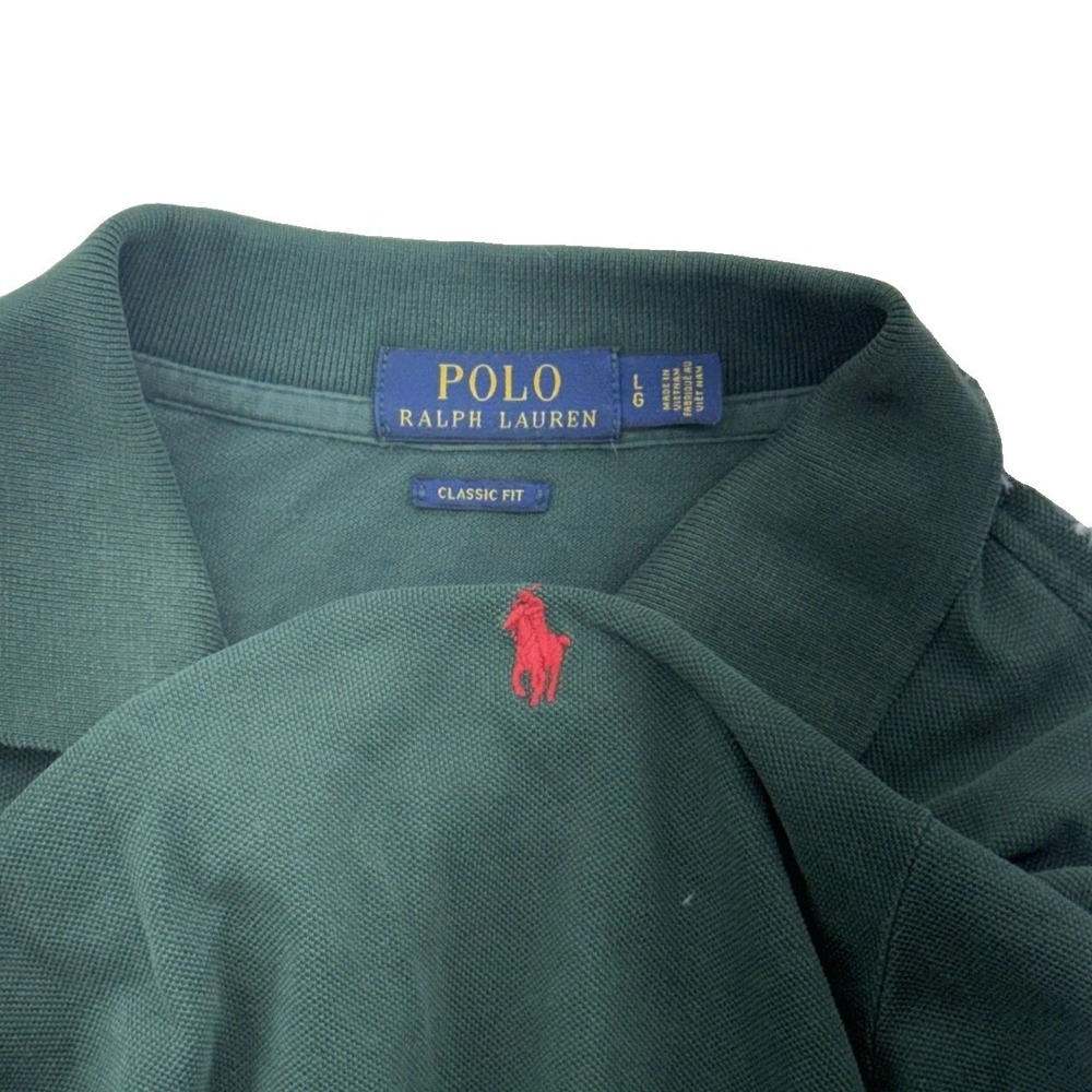Polo Ralph Lauren Polo Shirt Mens L Forest Green Classic Fit Red Pony Pique